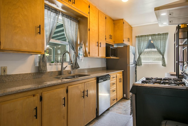 kitchen with appliances with stainless steel finishes and a sink