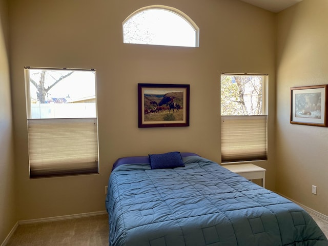 bedroom featuring baseboards and carpet