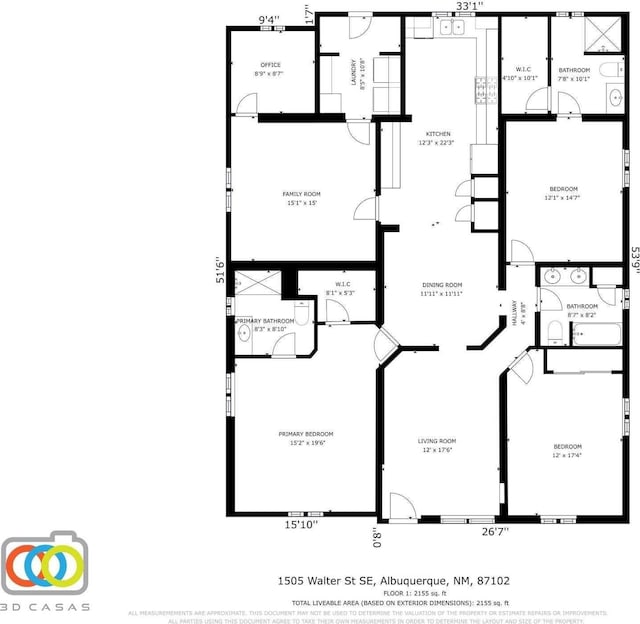 1505 Walter St SE, Albuquerque, NM 87102 - floor plan / room layout
