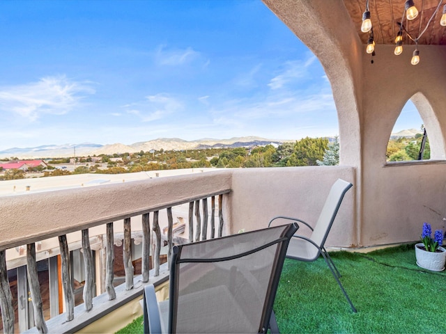 balcony with a mountain view