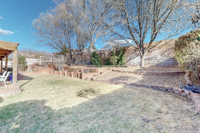 view of yard featuring a fenced backyard