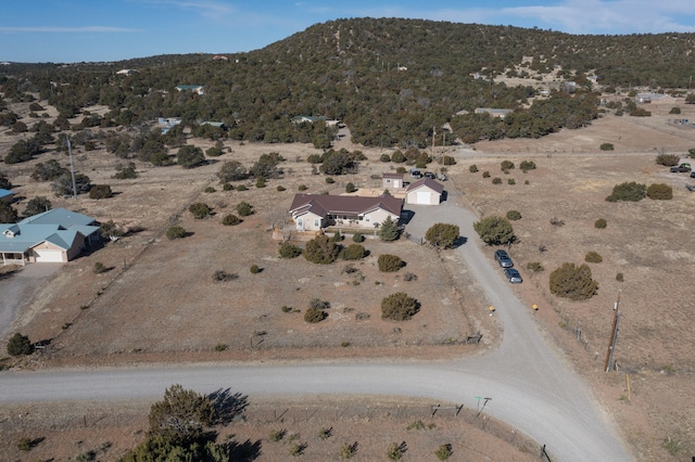 birds eye view of property with a rural view and a mountain view