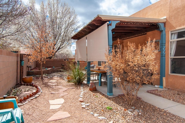 view of yard with a patio and a fenced backyard