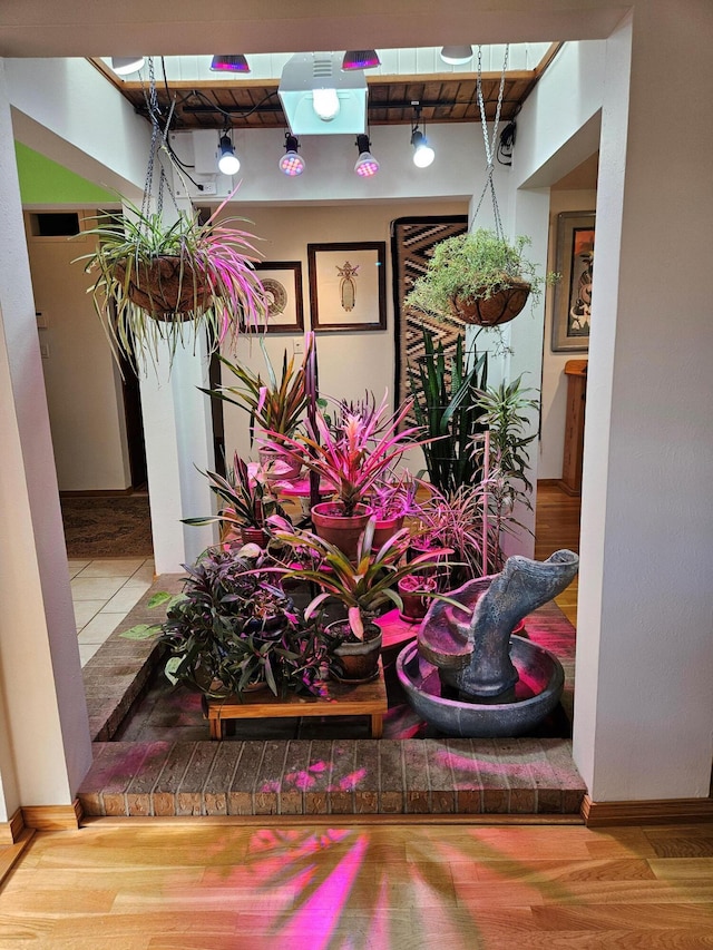 room details featuring wood finished floors and baseboards