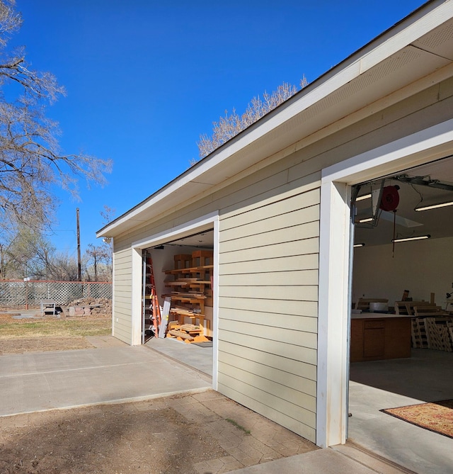 view of garage