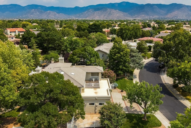 birds eye view of property with a mountain view