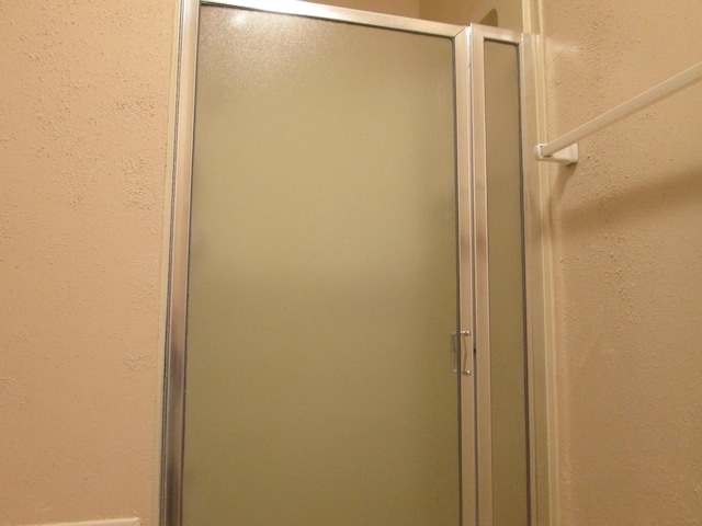 bathroom with a shower stall