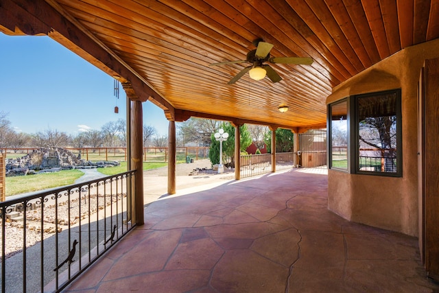 view of patio / terrace featuring a ceiling fan