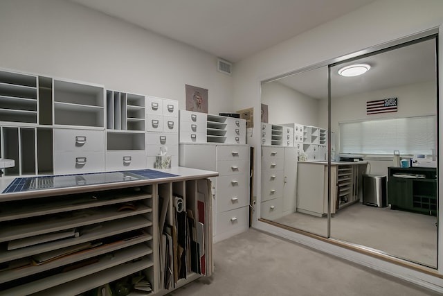 walk in closet with carpet flooring and visible vents