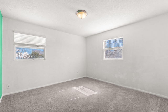 carpeted spare room featuring plenty of natural light and a textured ceiling