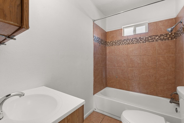 full bathroom featuring a sink, toilet, shower / bathtub combination, and tile patterned flooring