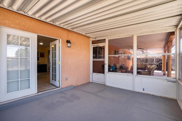 view of unfurnished sunroom