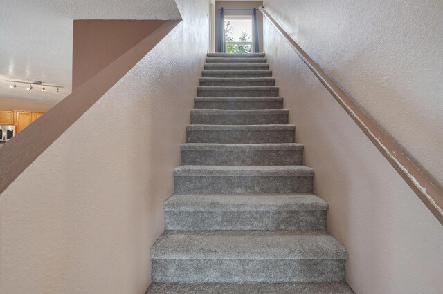 101 Colinas Ave NE, Albuquerque, NM 87113 - stairs with rail lighting and a textured wall
