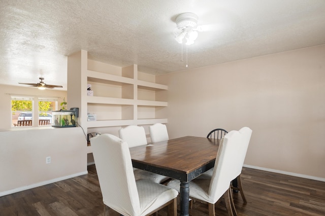 101 Colinas Ave NE, Albuquerque, NM 87113 - dining area featuring baseboards, wood finished floors, a textured ceiling, and ceiling fan
