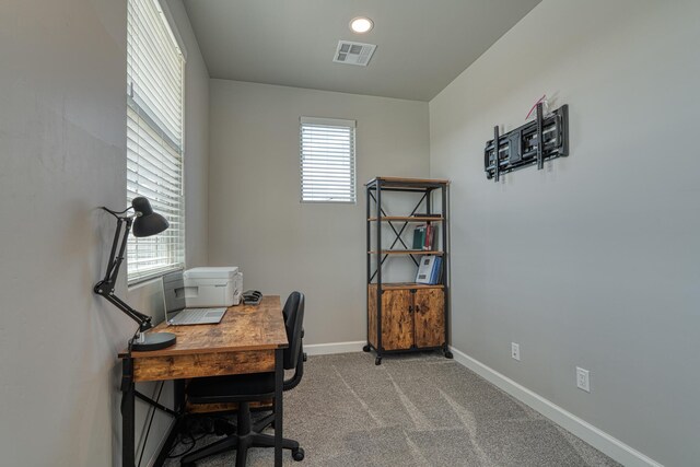 7754 Majesty Ct NW, Albuquerque, NM 87107 - home office with baseboards, carpet flooring, and recessed lighting