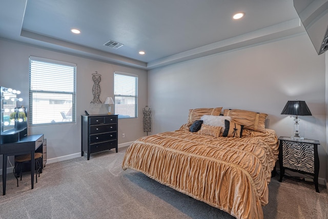 7754 Majesty Ct NW, Albuquerque, NM 87107 - bedroom with carpet floors, a tray ceiling, baseboards, and recessed lighting