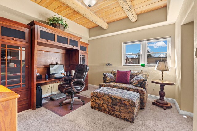 240 E Valverde Rd, Corrales, NM 87048 - living area featuring carpet floors and beamed ceiling