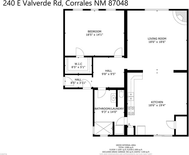 240 E Valverde Rd, Corrales, NM 87048 - back of property featuring a patio, a pergola, and stucco siding