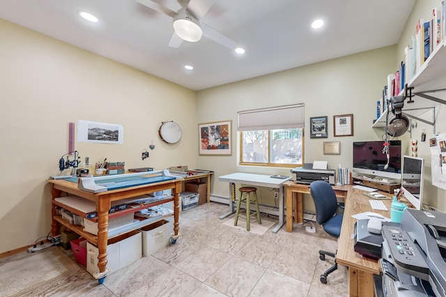 712 Navarra Way SE, Albuquerque, NM 87123 - office with ceiling fan, recessed lighting, and baseboards