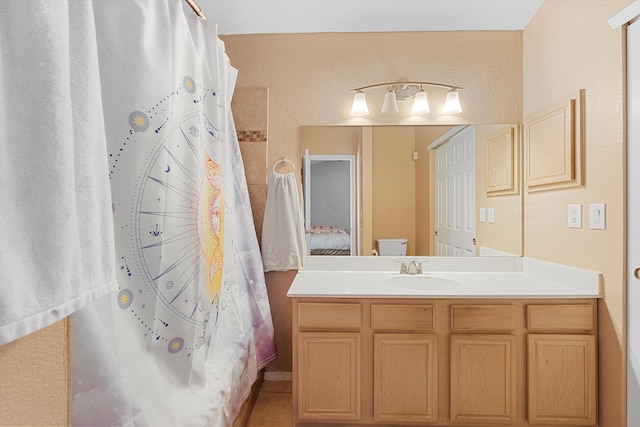 9405 Vervain Dr NW, Albuquerque, NM 87114 - full bath with curtained shower and vanity