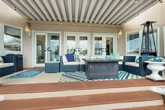 6404 Oak Hill NE, Albuquerque, NM 87111 - view of patio / terrace featuring outdoor lounge area and french doors