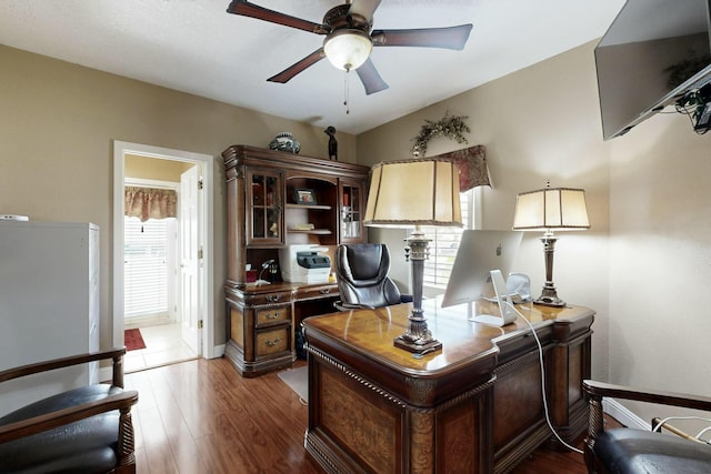 6404 Oak Hill NE, Albuquerque, NM 87111 - office space with wood finished floors, baseboards, and ceiling fan