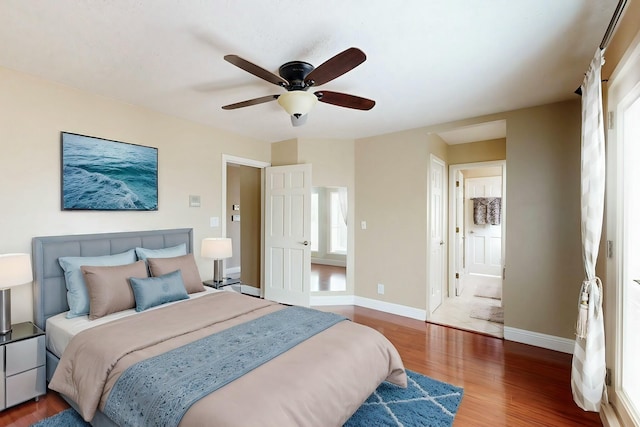 6404 Oak Hill NE, Albuquerque, NM 87111 - bedroom featuring baseboards, ceiling fan, and wood finished floors