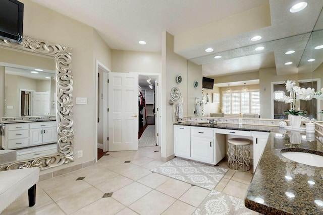 6404 Oak Hill NE, Albuquerque, NM 87111 - full bathroom featuring tile patterned floors, recessed lighting, and vanity