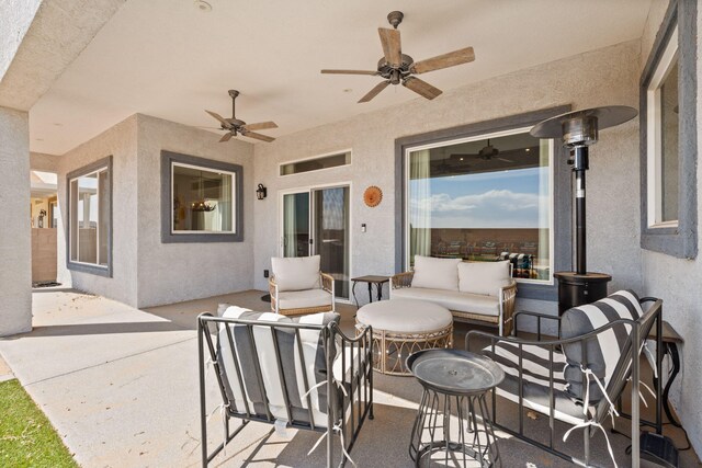 460 Rio Chama Cir SW, Los Lunas, NM 87031 - view of patio / terrace featuring ceiling fan and an outdoor hangout area