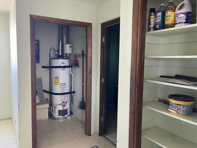 interior space with strapped water heater