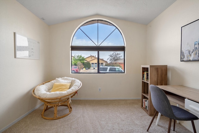 6624 Conrad Ave NW, Albuquerque, NM 87120 - office featuring carpet floors, vaulted ceiling, and baseboards