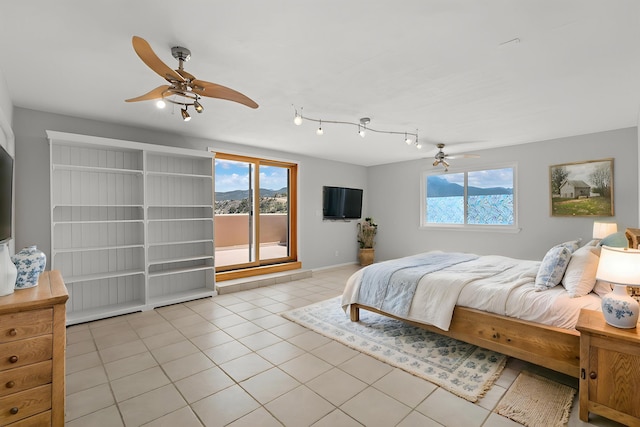 bedroom with light tile patterned flooring