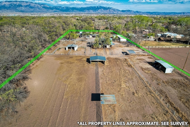 birds eye view of property with a mountain view