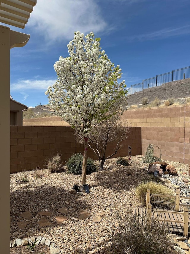 view of yard featuring fence