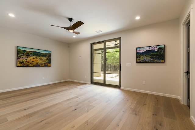 1016 Guadalupe Villa NW, Albuquerque, NM 87114 - spare room with baseboards, light wood-type flooring, recessed lighting, and a ceiling fan