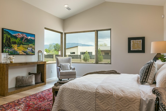1016 Guadalupe Villa NW, Albuquerque, NM 87114 - bedroom featuring light wood finished floors and vaulted ceiling
