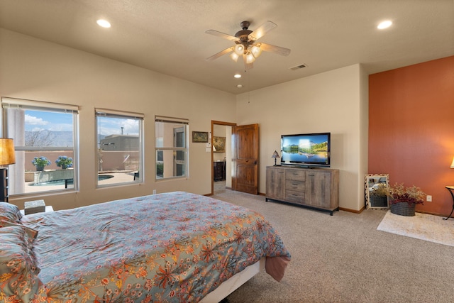 3605 Greystone Ridge Dr SE, Rio Rancho, NM 87124 - carpeted bedroom with recessed lighting, baseboards, and ceiling fan