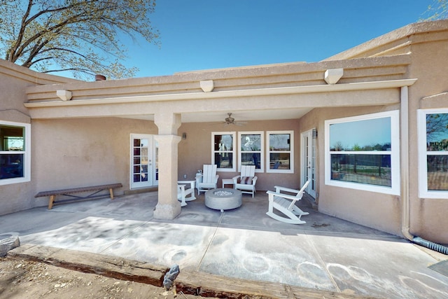 122 Martha Ct, Corrales, NM 87048 - view of patio with french doors and ceiling fan