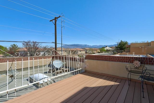 deck with a mountain view
