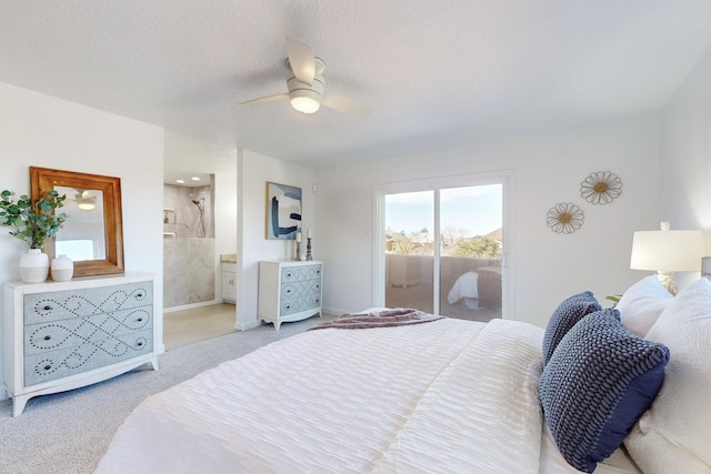 4500 Skyline Ct NE, Albuquerque, NM 87111 - bedroom featuring carpet, access to outside, connected bathroom, and ceiling fan