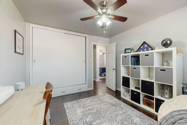 3501 Westerfeld Dr NE, Albuquerque, NM 87111 - office area with a ceiling fan and wood finished floors