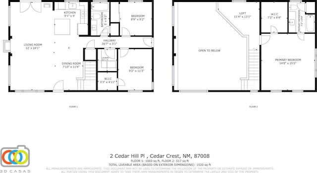 2 Cedar Hill Pl, Cedar Crest, NM 87008 - view of room layout