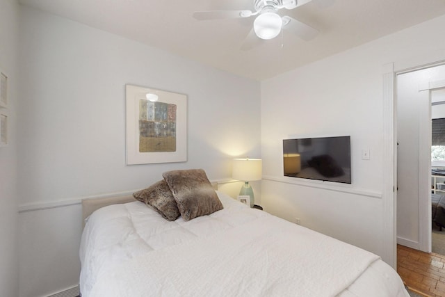 2 Cedar Hill Pl, Cedar Crest, NM 87008 - bedroom featuring ceiling fan and brick patterned flooring