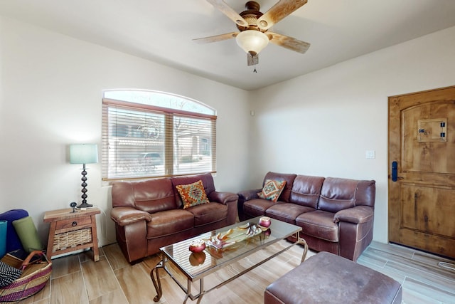 9840 Cameron St NW, Albuquerque, NM 87114 - living room with ceiling fan and wood finish floors