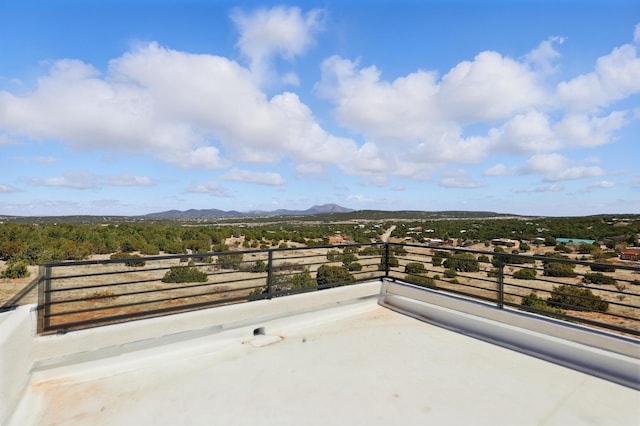 view of patio with a mountain view