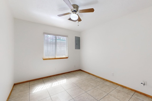 8021 Ruidoso Ct NE, Albuquerque, NM 87109 - unfurnished room featuring electric panel, a ceiling fan, baseboards, and light tile patterned floors