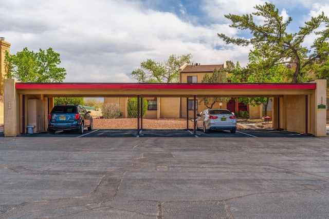 view of covered parking lot