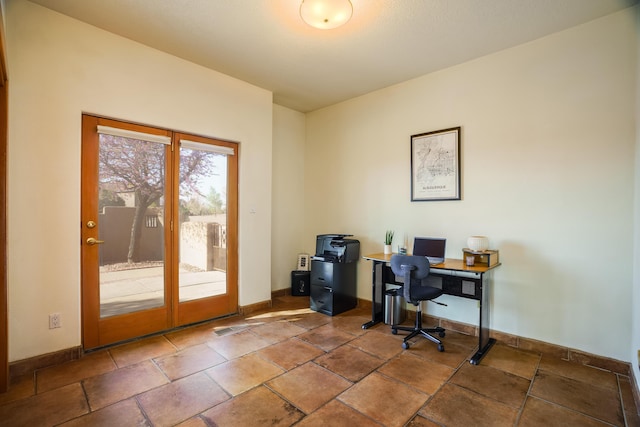 office featuring baseboards
