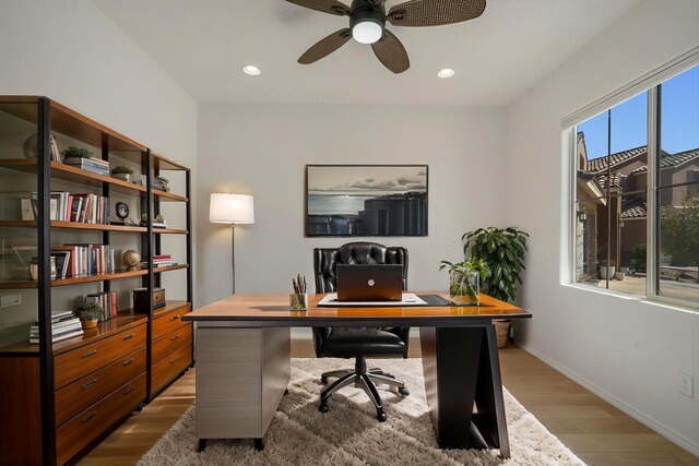 3003 Turquesa SE, Rio Rancho, NM 87124 - office space featuring wood finished floors, ceiling fan, baseboards, and recessed lighting
