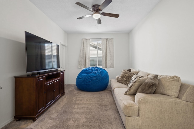 9109 Retablo Rd NW, Albuquerque, NM 87120 - carpeted living area with a ceiling fan and baseboards
